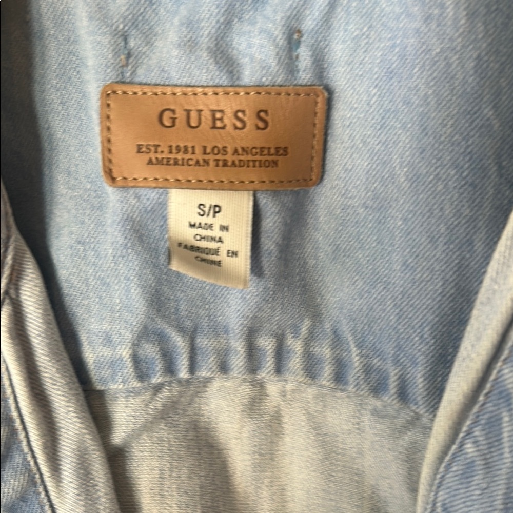GUESS Distressed Light Blue Jean Jacket - Picture 2 of 4